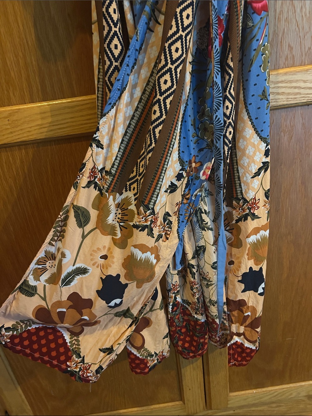 Boho Multi Print Mixed Media Maxi Robe - Picture 4 of 6